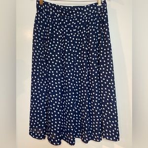 Vintage Chaus Petites pleated polka dot midi skirt blue/white size 4